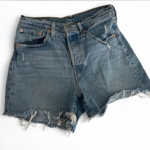 Levi's Premium Line Distressed 501 Jean Shorts High-Waisted Size 27”